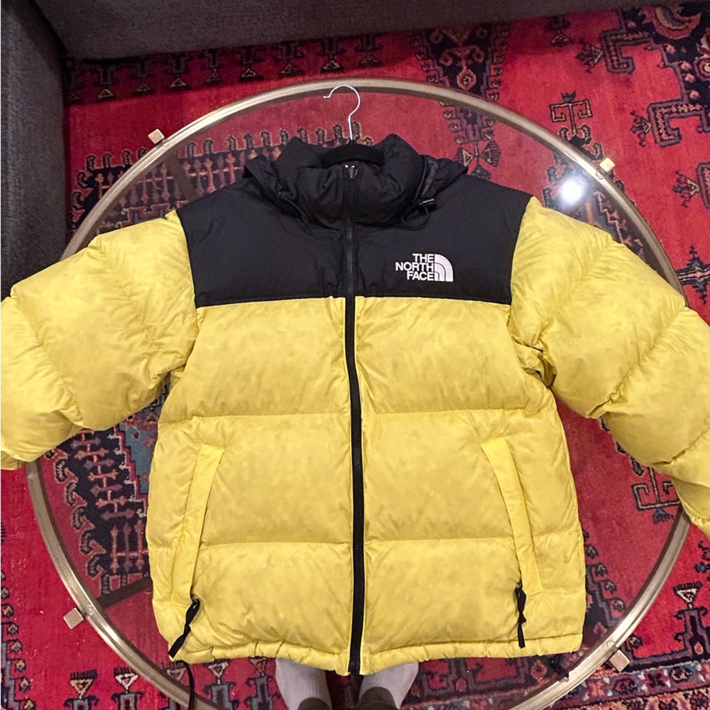 The North Face Mens Yellow and Black Puffer Jacket